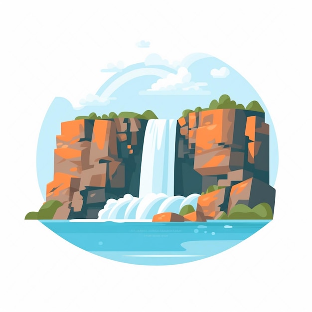 Vector water mountain waterfall river vector nature cascade background illustration fall stream