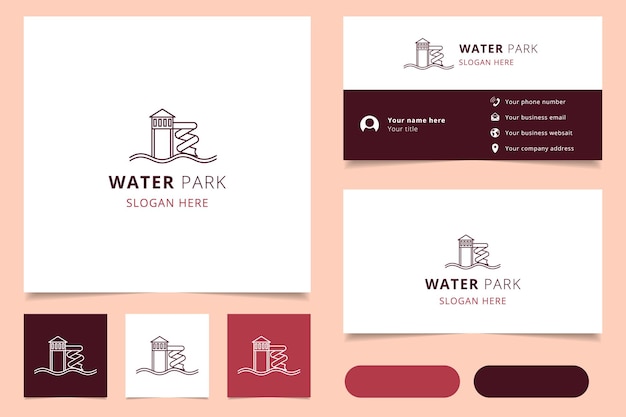 Water park logo design with editable slogan branding book and business card template