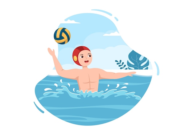 Water Polo Sport Player Flat Cartoon Hand Drawn Templates Illustration