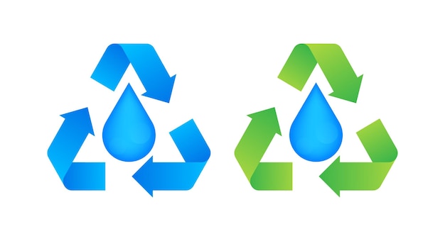 Water Recycle sign label Purified water Vector stock illustration