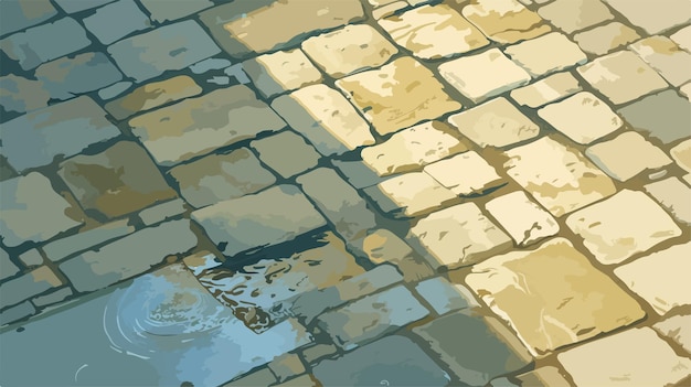 Vector a water reflection of a puddle with a reflection of a brick in it