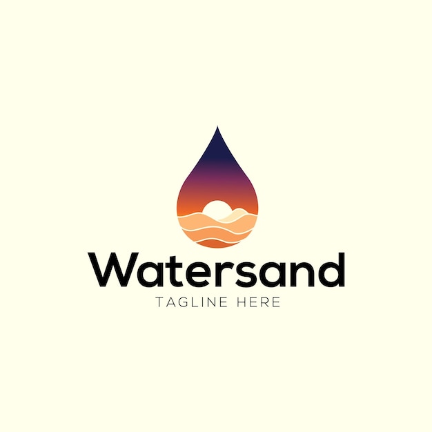 Water and sand logo design template with pictorial style