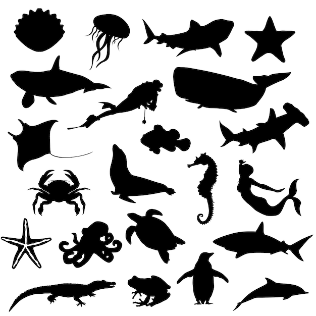 Water Sea River Animals Silhouette Clip Art