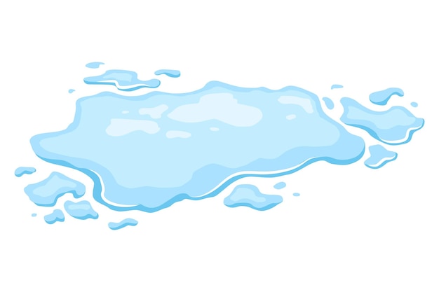 Water spill puddle Blue liquid shape in flat cartoon style Clean fluid drop design element isolted on white background