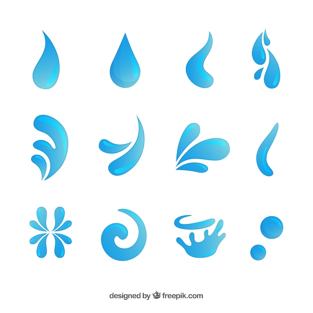 Water splash collection in flat style