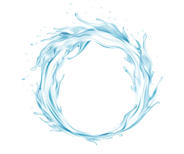 Water splash. Realistic transparent isolated splash of water with drops isolated on transparent background. Vector illustration