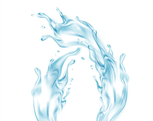 Water splash. Realistic transparent isolated splash of water with drops isolated on transparent background. Vector illustration