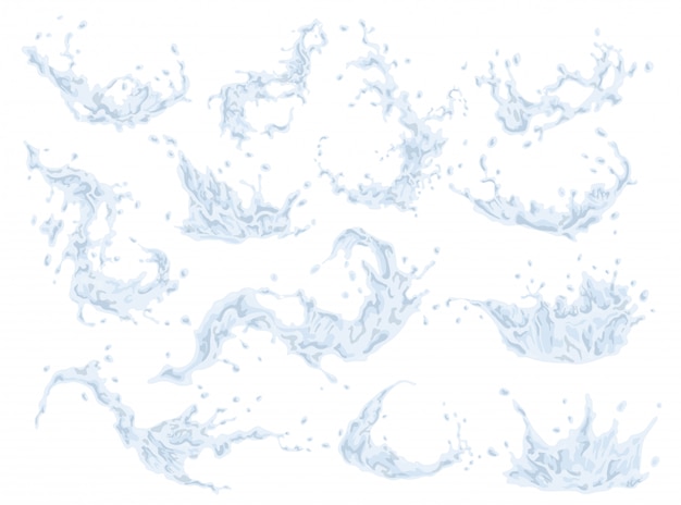 Vector water splash set isolated 