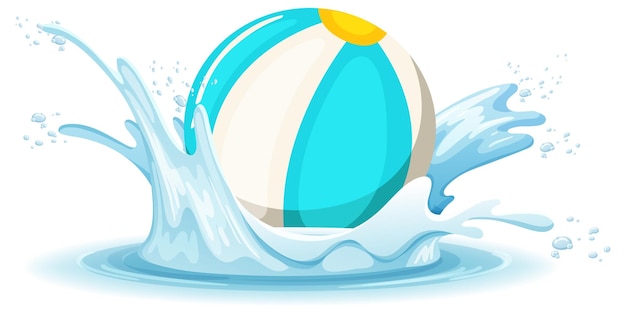 A water splash with ball on white background