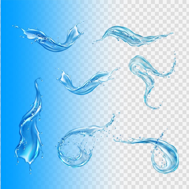 Vector water splash with snow and ice on transparent background