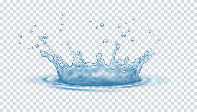 Water splashes in crown shape realistic vector illustration