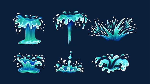 Water splashes shapes color vector icon big collection