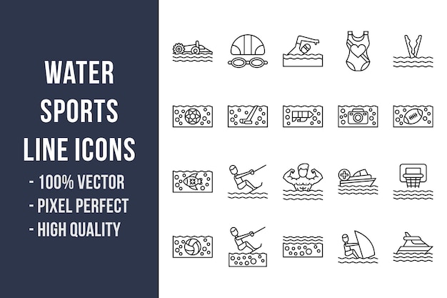 Water Sports Line Icons