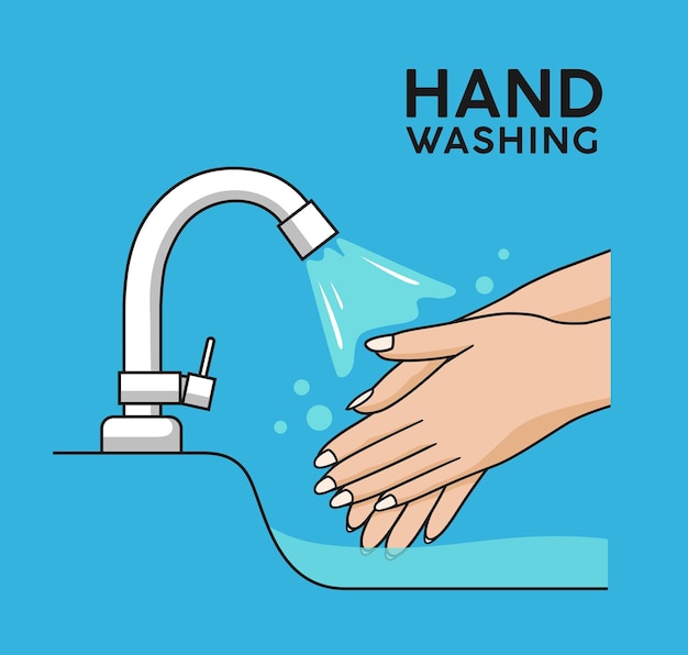 Water tap hand washing symbol colorful background concept design vector illustration