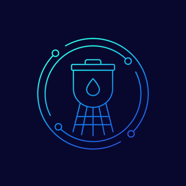 Water tower tank line icon vector