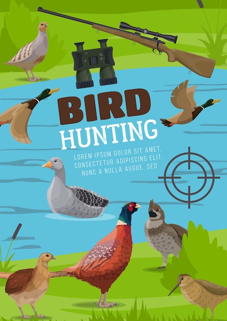 Water and upland birds hunting poster.