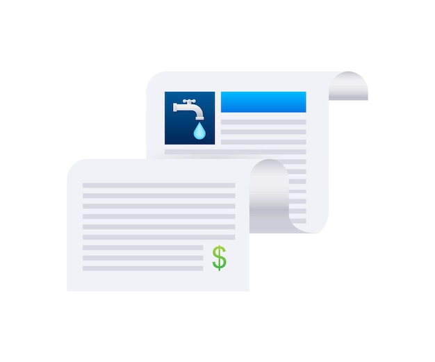 Water utility bill icon Vector stock illustration