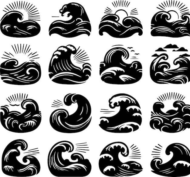 Vector water wave element vector design collection