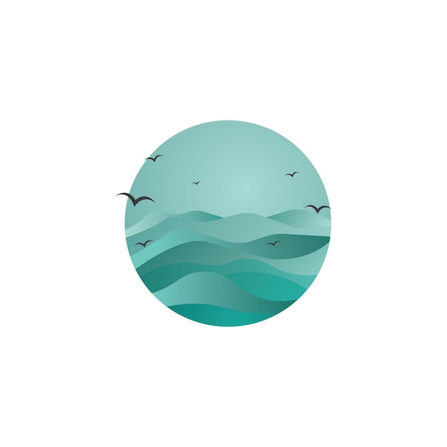 Water Wave Icon Logo Template