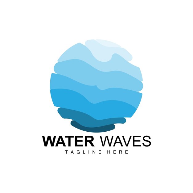 Water Wave Logo Deep Sea Vector Maritime Background Template Design