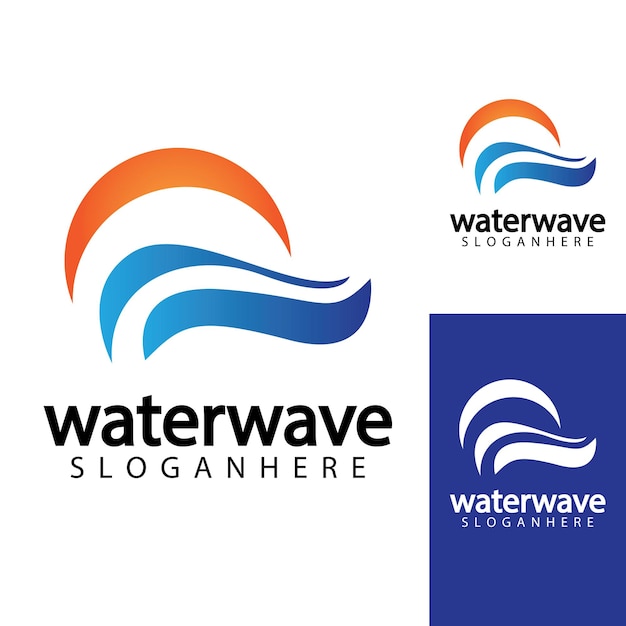 Water wave logo design template