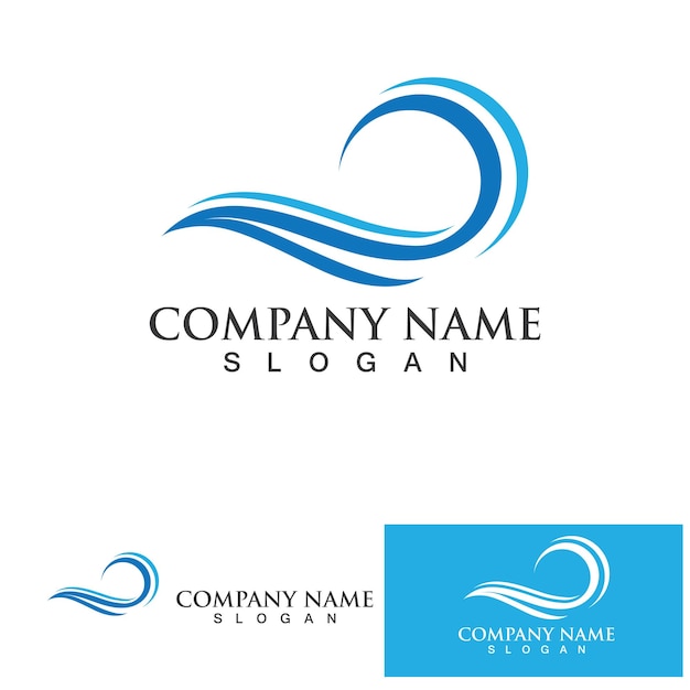 Water wave logo design template