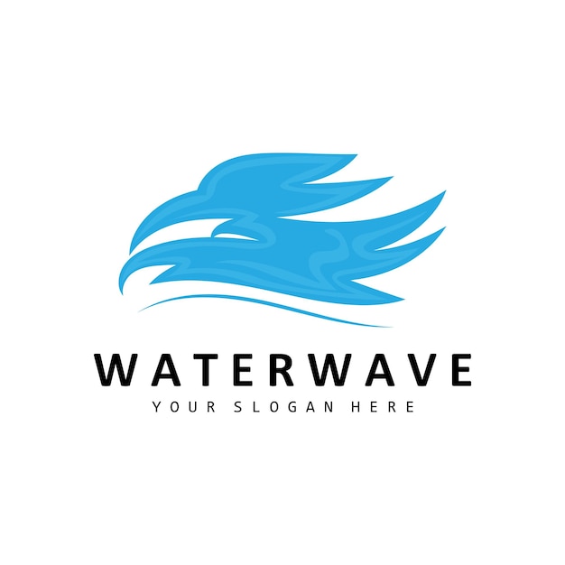 Water Wave Logo Earth Element Vector Water Wings Logo Design Style Brand Icon Sticker