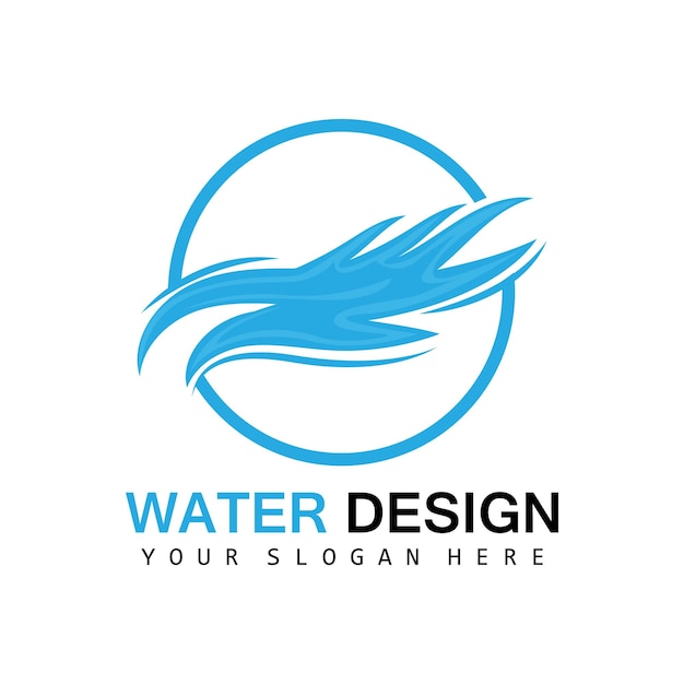 Water Wave Logo Earth Element Vector Water Wings Logo Design Style Brand Icon Sticker