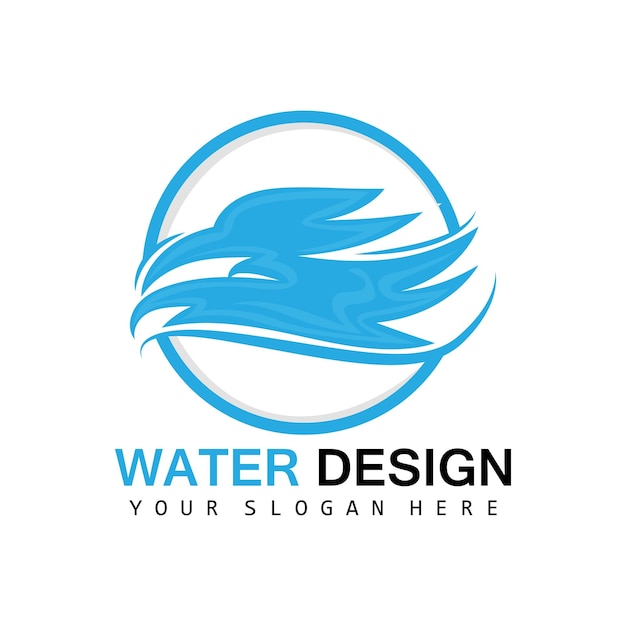 Water Wave Logo Earth Element Vector Water Wings Logo Design Style Brand Icon Sticker