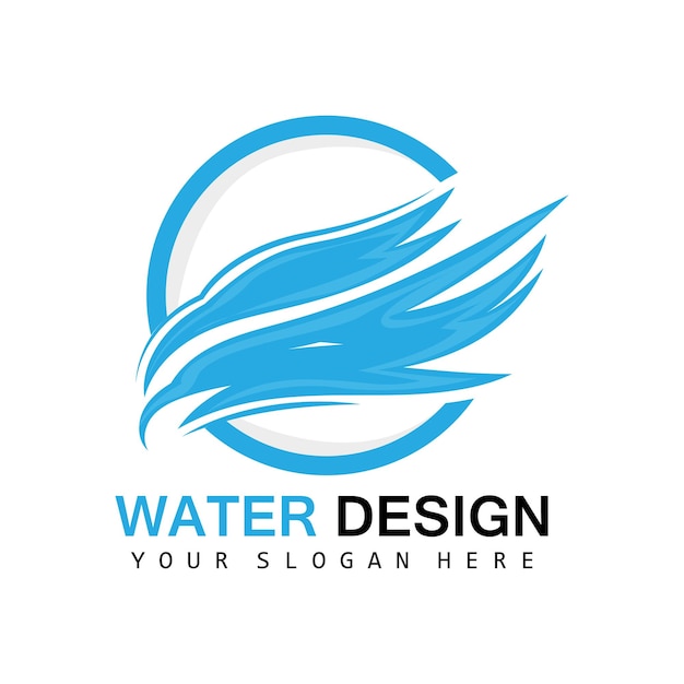 Water Wave Logo Earth Element Vector Water Wings Logo Design Style Brand Icon Sticker