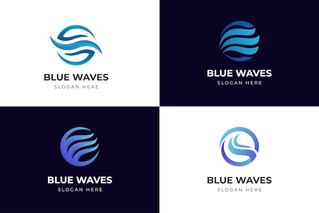 Water wave logo icon design vector illustration abstract blue waves graphic element