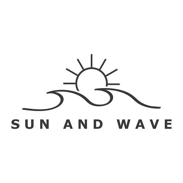 Water wave and sun icon vector illustration design logo