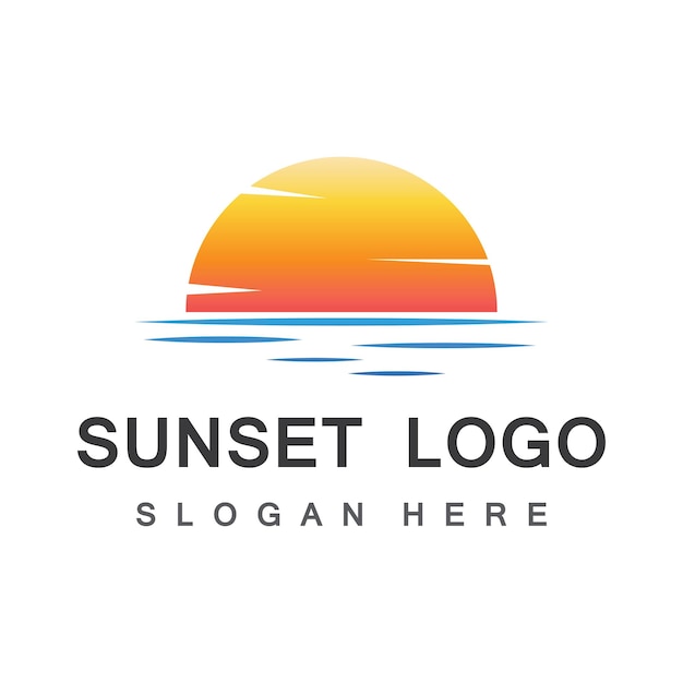 Water wave and sun icon vector illustration design logo