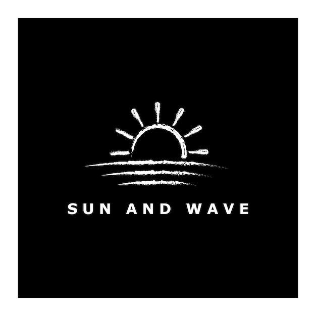 Water wave and sun icon vector illustration design logo