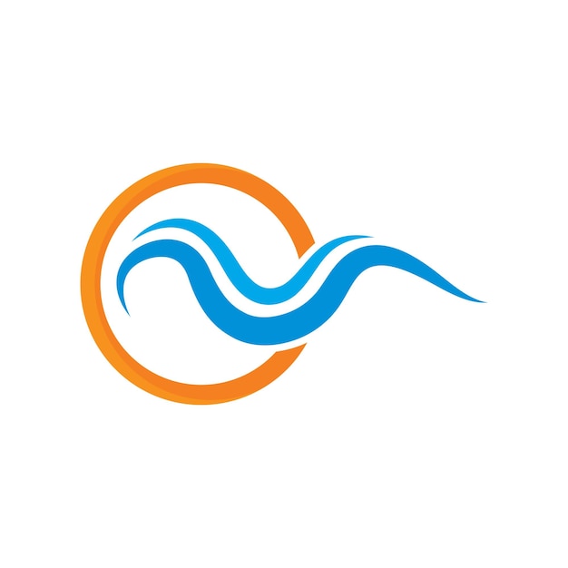 Water Wave with the sun natural icon Logo Template vector Icon illustration