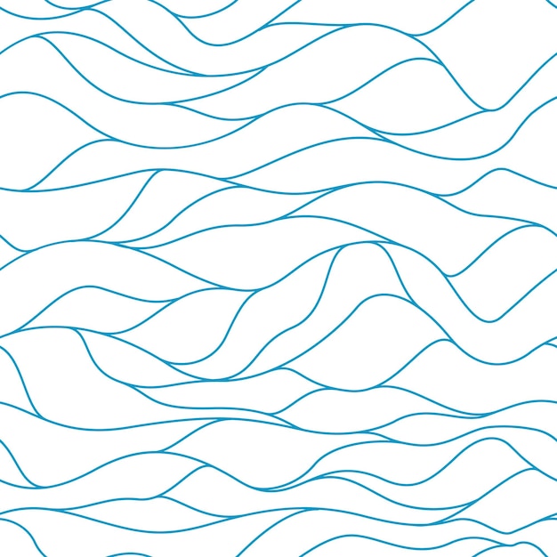 Water waves seamless pattern Design for backdrops with sea rivers or water texture Abstract blue pattern Vector illustration