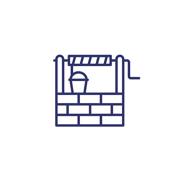 Water well line icon on white