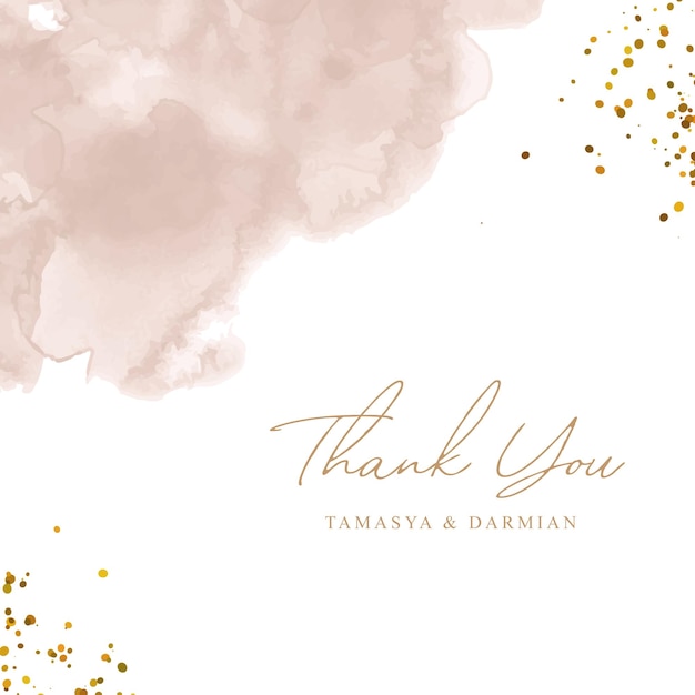 Watercolor abstract background and sparkle for thank you card template