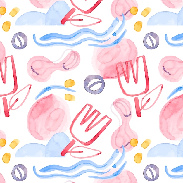 Watercolor abstract doodle pattern design