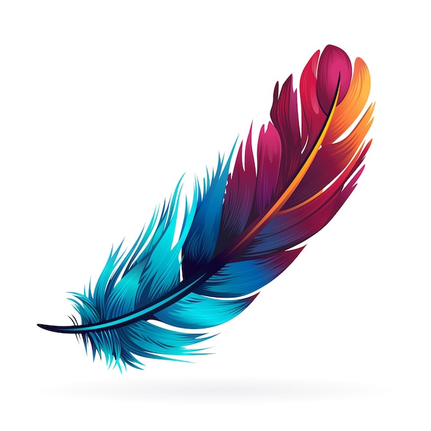 Watercolor abstract feather isolated on white Vivid colours gradient technique intricate details Vector graphic