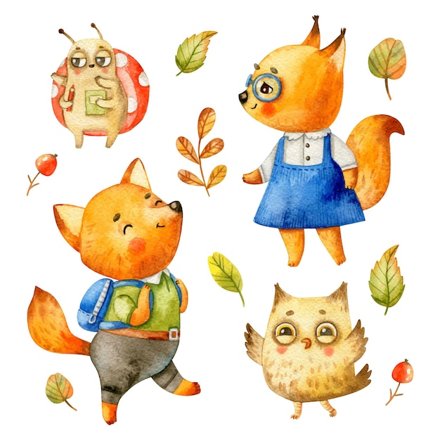 watercolor animals character collection