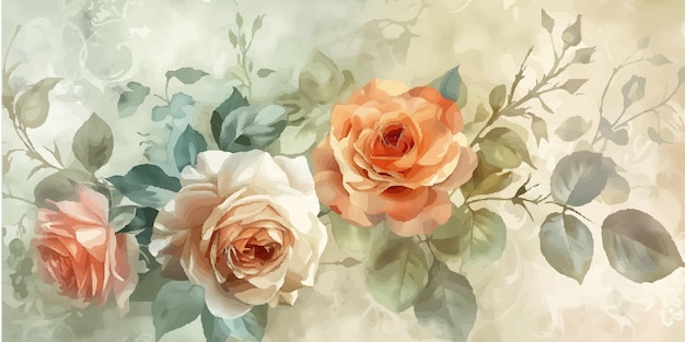 watercolor arrangement of flowers vector