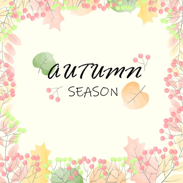 Watercolor autumn leaves background or wallpaper with copy space. Hand drawn autumn season