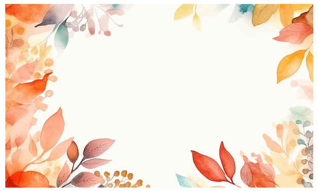 Watercolor autumn leaves background