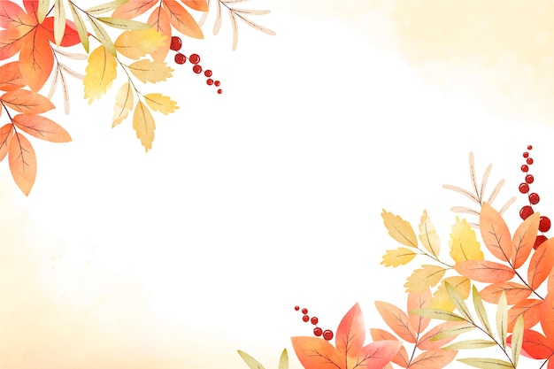 Watercolor autumn leaves background