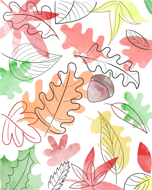 Watercolor autumn nature pattern