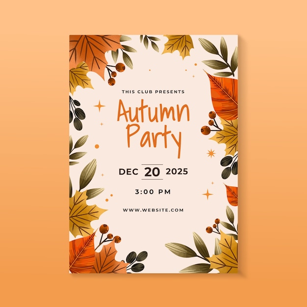 Watercolor autumn poster template