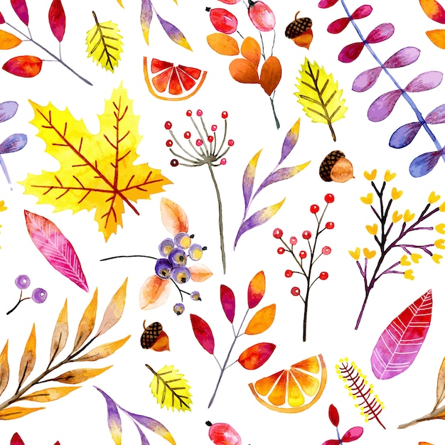 Watercolor autumn seamless pattern