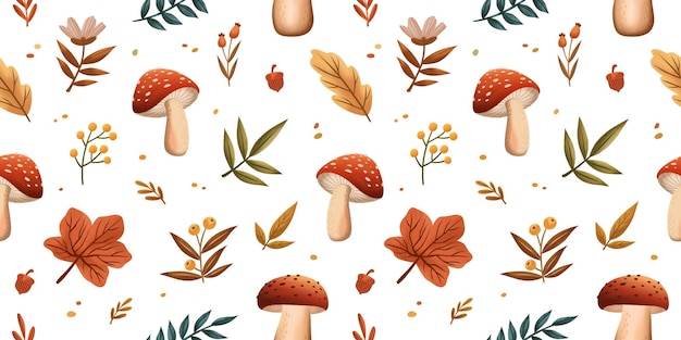 Watercolor autumn set seamless pattern