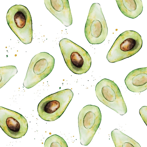 Watercolor avocado pattern